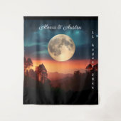 Liebe unter Vollmond-Hochzeitstag Wandteppich (Vorderseite)