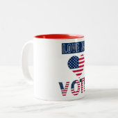 Liebe USA Abstimmung Zweifarbige Tasse (Vorderseite Links)