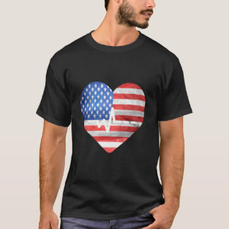 Liebe USA Amerikanische Flagge 4. Juli Hebeat Amer T-Shirt