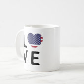 Liebe - USA-Flagge Kaffeetasse (Vorderseite Links)