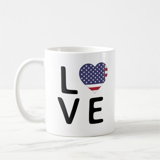 Liebe - USA-Flagge Kaffeetasse (Links)
