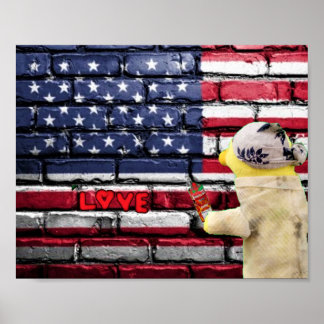 Liebe USA Graffiti wall Art. Poster