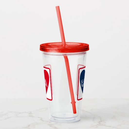 Liebe USA Patriotic Red Blue Simple Heart Acryltrinkbecher (Links)