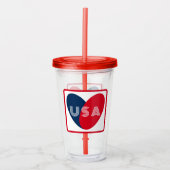 Liebe USA Patriotic Red Blue Simple Heart Acryltrinkbecher (Vorderseite)