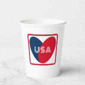 Liebe USA Patriotic Red Blue Simple Heart Pappbecher (Rückseite)