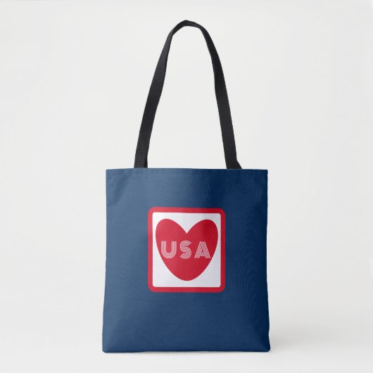 Liebe USA Patriotic Red Blue Simple Heart Tasche (Vorderseite)