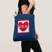 Liebe USA Patriotic Red Blue Simple Heart Tasche (Von Nahem)