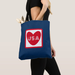 Liebe USA Patriotic Red Blue Simple Heart Tasche