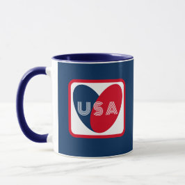 Liebe USA Patriotic Red Blue Simple Heart Tasse