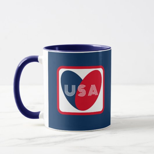Liebe USA Patriotic Red Blue Simple Heart Tasse (Links)