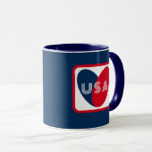 Liebe USA Patriotic Red Blue Simple Heart Tasse (VorderseiteRechts)