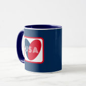 Liebe USA Patriotic Red Blue Simple Heart Tasse (Vorderseite Links)