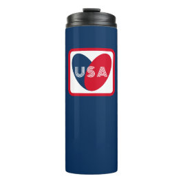 Liebe USA Patriotic Red Blue Simple Heart Thermosbecher