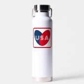 Liebe USA Patriotic Red Blue Simple Heart Trinkflasche (Vorne)