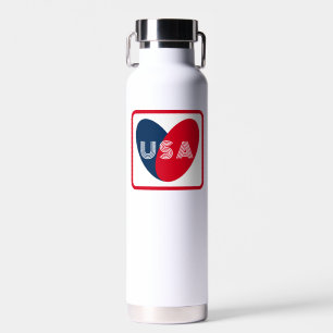Liebe USA Patriotic Red Blue Simple Heart Trinkflasche