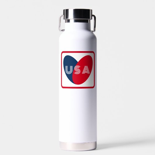 Liebe USA Patriotic Red Blue Simple Heart Trinkflasche (Vorne)