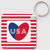 Liebe USA Patriotic Red White Blue Fun Heart Ke Schlüsselanhänger (Rückseite)