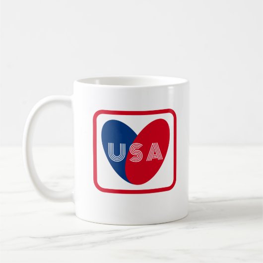 Liebe USA Patriotic Red White Heart Modern Kaffeetasse (Links)