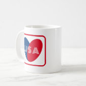 Liebe USA Patriotic Red White Heart Simple Kaffeetasse (Vorderseite Links)