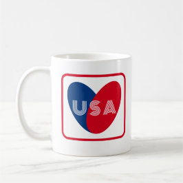 Liebe USA Patriotic Red White Heart Simple Kaffeetasse