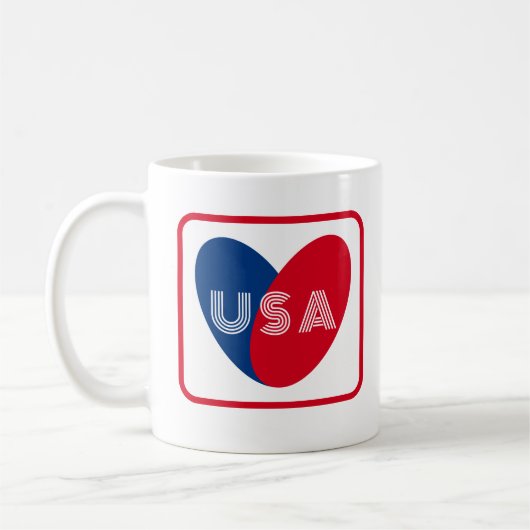 Liebe USA Patriotic Red White Heart Simple Kaffeetasse (Links)