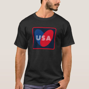 Liebe USA Patriotic Red White Heart Simple T-Shirt