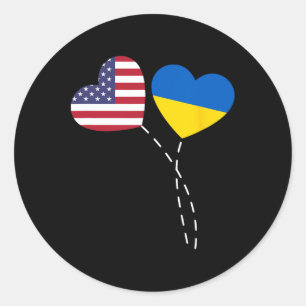Liebe Usa Ukraine-Flagge Herz Ukrainische Amerikan Runder Aufkleber