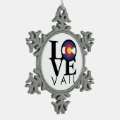 Liebe Vail Colorado Schneeflocken Zinn-Ornament (Links)