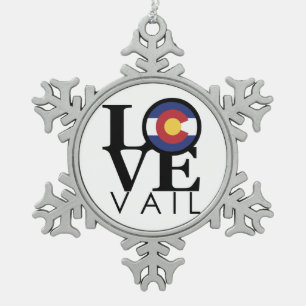 Liebe Vail Colorado Schneeflocken Zinn-Ornament