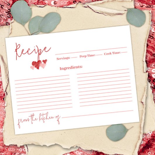 Liebe Valentine Brautparty Rezept Card Hinweiskarte