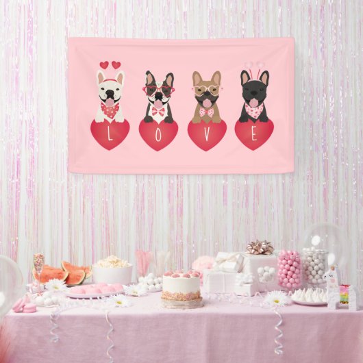 Liebe Valentine French Bulldogs Banner (Party)
