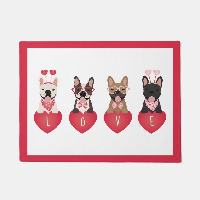 Liebe Valentine French Bulldogs Fußmatte (Vorderseite)