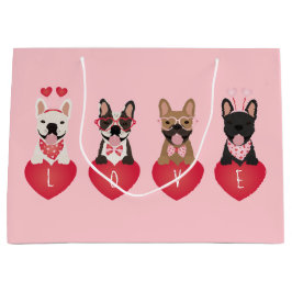 Liebe Valentine French Bulldogs Große Geschenktüte
