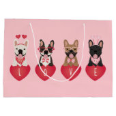 Liebe Valentine French Bulldogs Große Geschenktüte (Rückseite)