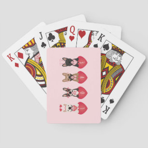 Liebe Valentine French Bulldogs Spielkarten
