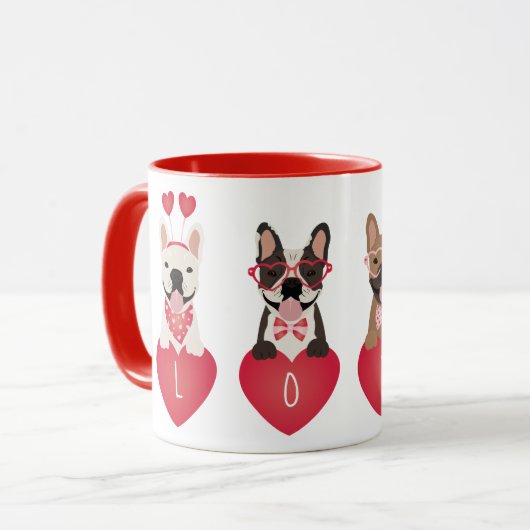 Liebe Valentine French Bulldogs Tasse (Vorderseite Links)