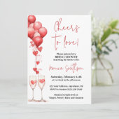 Liebe Valentine Hearts Brautparty Einladung (Stehend Vorderseite)