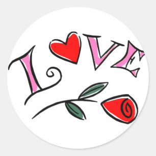 Liebe Valentine Hearts und Rose Gif... - kundenspe Runder Aufkleber
