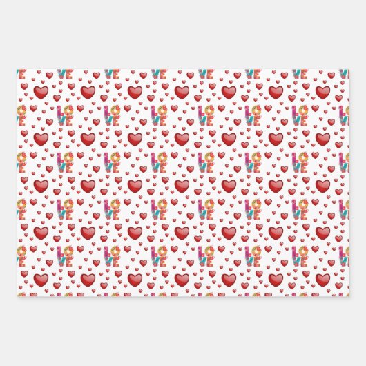 Liebe Valentine Wrapping Paper Geschenkpapier Set (Vorderseite)