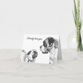 Liebe Valentines Couple Mops Boxer Hundekarte Feiertagskarte