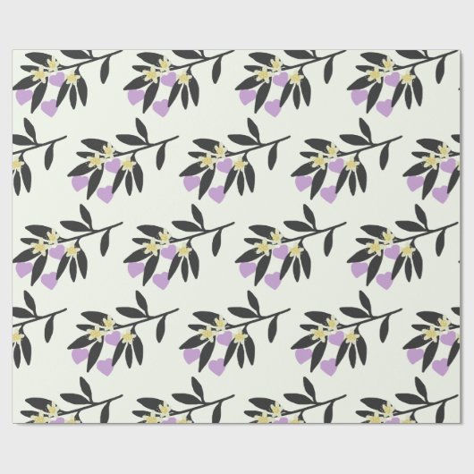 Liebe Valentine's Day Hearts Branch Blume Muster Geschenkpapier (Flach)