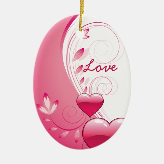 Liebe Valentine's Day Herzen Wirbel individuelle O Keramikornament (Vorne)
