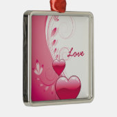 Liebe Valentine's Day Herzen Wirbel individuelle O Silbernes Ornament (Rechts)
