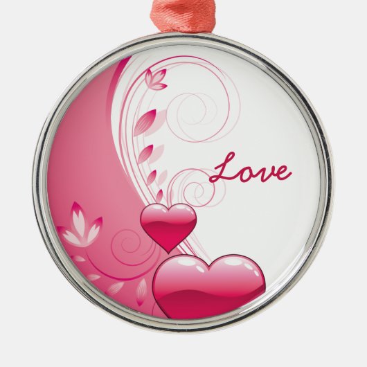 Liebe Valentine's Day Herzen Wirbel individuelle O Silbernes Ornament (Vorne)