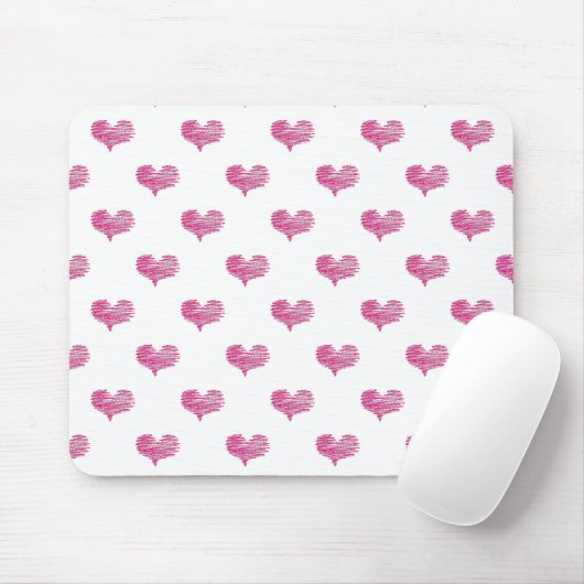 Liebe Valentine's Day Hot Pink Heart Sketch Mousepad (Mit Mouse)