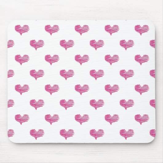 Liebe Valentine's Day Hot Pink Heart Sketch Mousepad (Vorne)