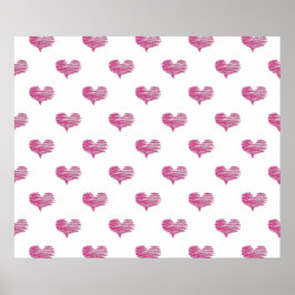 Liebe Valentine's Day Hot Pink Heart Sketch Poster