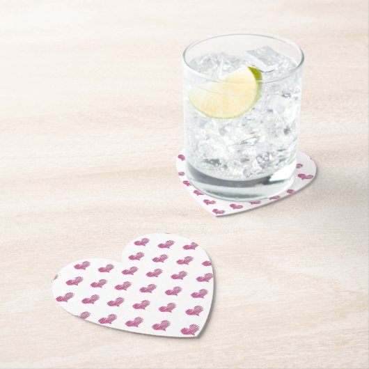 Liebe Valentine's Day Hot Pink Heart Sketch Untersetzer (Vor Ort)