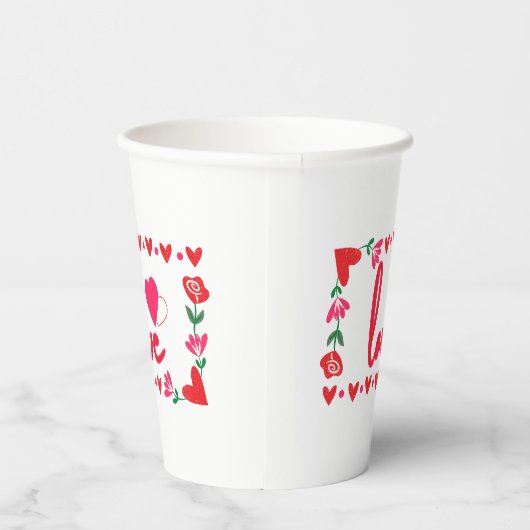 Liebe Valentine's Day Paper Cups Pappbecher (Rechts)
