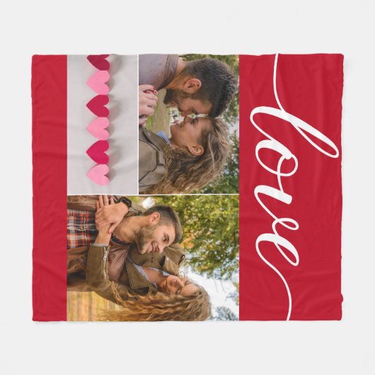 Liebe Valentine's day Red Couple Foto Collage Fleecedecke (Vorderseite (Horizontal))